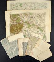 cca 1920-1940 8 db főként magyar katonai térkép, közte Sárvár, Oppeln, változó állapotban, különféle méretben
