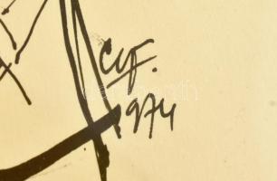 Olvashatatlan jelzéssel (Czinke Ferenc?): Háromkirályok. Tus, papír, üvegezett fakeretben, 29×24 cm