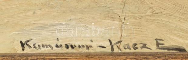 Komáromi-Kacz Endre (1880-1969): Séta a hóban. Olaj, karton, jelzett, sérült. Dekoratív, kissé sérül...