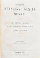 Berzsenyi Dániel munkái. I-II. kötet. [Egybekötve.] Újra átnézett kiadás, a költő örökösei megbízásából Töldy Ferenc által. Pest, 1864-1865., Heckenast Gusztáv, (Landerer és Heckanst-ny.), 1 (Barabás Miklós (1810-1898) - Axmann József (1793-1873): Berzsenyi Dániel (1776-1836) acélmetszetű portréja 1859, címkép) t.) + 192;239+1 p. Korabeli aranyozott gerincű félvászon-kötésben, márványozott lapélekkel, egy-két kisebb foxing foltokkal, de alapvetően jó állapotban.