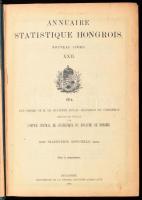 Annuire Statistique Hongrois XXII. 1914. Bp., 1916, Imprimerie de la Sociéte Anonyme Athenaeum. Kiadói egészvászon kötés, gerincnél szakadt, viseltes állapotban.