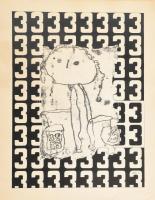 Muhi Sándor (1945-): Pop art kompozícó (cím nélkül). Monotípia, papír. Jelezve jobbra lent. Hátoldalán román kiviteli bélyegzővel. Lap alja kissé foltos. 42×32 cm