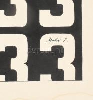 Muhi Sándor (1945-): Pop art kompozícó (cím nélkül). Monotípia, papír. Jelezve jobbra lent. Hátoldal...