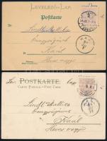 1899 2 db képeslap 2kr bérmentesítéssel Kaálra, &quot;BUDAPEST&quot;, &quot;SZEGED&quot;