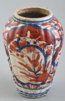 Régi japán váza, kézzel festett porcelán váza, kopott, m: 11 cm