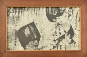 Jelzés nélkül: Fekete gesztusok. Monotípia, papír. Üvegezett fakeretben, 25×39 cm