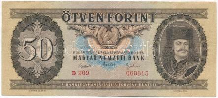 1951. 50Ft D 209 068815 T:III / Hungary 1951. 50 Forint D 209 068815 C:F Adamo F18