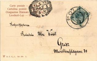 1903 Einst und Jetzt. D.T.C.L. Ser. 264. 3. Art Nouveau, litho (fl)