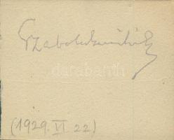 1929 Szabolcska Mihály (1861-1930) költő saját kezű aláírása