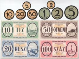 ~1960-1980. 2f-5Ft (8xklf) karton játékpénz + 10Ft-100Ft (4xklf) játék bankjegy T:I--II