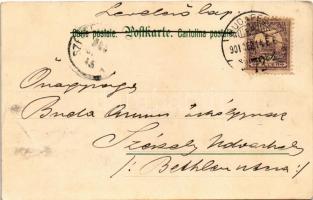 1901 "Unterm Monde" Kunstverlag Rafael Neuber Wien Serie 40. Floral, litho s: E. Döcker ju...