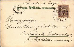 1901 "Unterm Monde" Kunstverlag Rafael Neuber Wien Serie 40. Floral, litho s: E. Döcker ju...