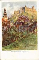 1915 Salzburg, Hohensalzburg vom Mönchsberg. Künstlerpostkarte Kollektion Kerber Nr. 5. (EK)