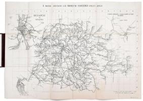 cca 1898 A magyar vasutakon levő rakhelyek fekvésének átnézeti térképe. Rajta Budapest és környéke, és A pozsonyi pályaudvarok, a pozsonyi összekötő és elágazó vasúthálózat. Bp., Klösz Györgyxy Lith, rakta ceruzás dátumozással, valamint az 1919-es jegyzékben foglalt határok bejelölésével, vászonra kasírozva, vászon mappában, 48x71 cm. Zombath Pál vasúti tiszt hagyatékából.