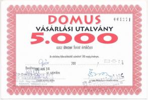 Győr 2003. Domus vásárlási utalvány 5000Ft értékben bélyegzésekkel T:I-