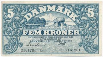 Dánia 1940. 5K G betűjel Svendsen & Friis T:III kis beszakadások Denmark 1940. 5 Kroner prefix G Svendsen & Friis C:F small tears Krause P#30
