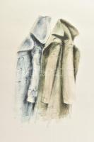 Barnabás jelzéssel: Ruhatár. Litográfia, papír, művészpéldány, E.A. 11/11. Feltekerve, törésnyommal,...