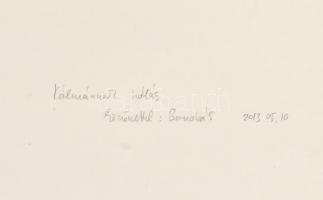 Barnabás jelzéssel: Ruhatár. Litográfia, papír, művészpéldány, E.A. 11/11. Feltekerve, törésnyommal,...