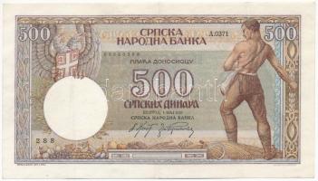Szerbia / Német megszállás 1942. 500D T:III szép papír Serbia / German occupation 1942. 500 Dinara C:F nice paper Krause P#31