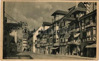 1947 Lindau (Bodensee), Hauptstraße / main street, inn, shops (EK)