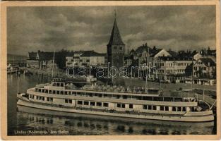 1947 Lindau (Bodensee), Am Hafen / port, steamship (EK)