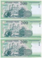 2004. 200Ft (2xklf: "FB", "FC") + 2007. 200Ft "FC" T:II-III szép papír