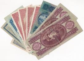 1915-1949. 10db-os Korona-, Pengő- és Forint bankjegytétel T:III,III-