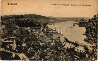 Budapest I. Kilátás a Gellérthegyről, Szent Gellért szobor, Királyi vár, Tabán, Döbrentei tér, Lánchíd