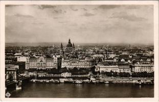 Budapest I. Kilátás a pesti oldalra, Lánchíd, villamos, Bazilika
