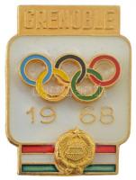 1968. "Grenoble 1968" aranyozott, zománcozott olimpiai jelvény (34x15mm) T:1- Hungary 1968. "Grenoble 1968" golded, enamelled Olympic badge (34x15mm) C:AU