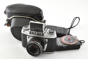 cca 1960-1970 Exa 1a fényképezőgép, Meyer-Optik Domiplan f/2,8 50mm objektívvel, eredeti tokjában + fénymérő / Vintage camera + lux meter