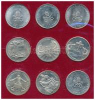 Vatikán 1985. "A XX. század pápái" 9xklf fém emlékérem eredeti szuvenír díszkiadásban T:1-...