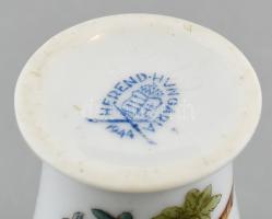 Herendi Rothschild mintás porcelán mini váza, kézzel festett, jelzett, hajszálrepedéssel, m: 5 cm