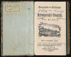 [Windisch, Karl Gottlieb]: Geographie und Geschichte des Königreichs Ungarn für Kinder. Pressburg (Pozsony), 1800, Andreas Schwaiger, 184+(6) p. + 1 t. (címkép, színezett metszet). Német nyelven. Átkötött kartonált papírkötésben, sérült, kopott borítóval, kissé foltos lapokkal, néhány sérült lappal, a címlap másolt, a címkép a 14. oldal után kötve. Intézményi bélyegzővel.
