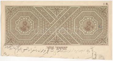 Brit-India ~1930. Postai levélbélyegző 8A/1R értékben, bélyegzővel T:III ly. British India ~1930. Postage paper stamp in value of 8 Annas / 1 Rupee, with stamp C:F hole