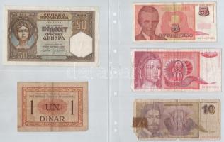 Jugoszlávia / Utódállamok 44db-os rendezett jugoszláv, szerb, horvát, szlovén, bosnyák, makedón bank...