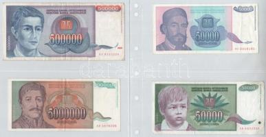 Jugoszlávia / Utódállamok 44db-os rendezett jugoszláv, szerb, horvát, szlovén, bosnyák, makedón bank...