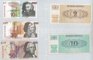 Jugoszlávia / Utódállamok 44db-os rendezett jugoszláv, szerb, horvát, szlovén, bosnyák, makedón bank...