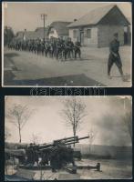 cca 1944 4 db magyar légvédelmi tüzér katonákat ábrázoló fotó, azonosítatlan magyar helyszíneken, Bo...