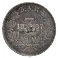 Dél-Afrikai Köztársaság 1897. 3p Ag T:2- patina, ph, ü. South Africa 1897. 3 Pence Ag C:VF patina, edge error, ding Krause KM#3