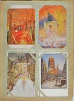 269 db RÉGI képeslap Haranghy Jenő gyűjteményéből szecessziós albumban (albumban sok szakadás): főle...