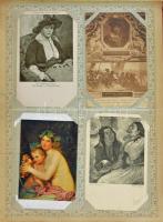 269 db RÉGI képeslap Haranghy Jenő gyűjteményéből szecessziós albumban (albumban sok szakadás): főle...