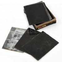 cca 1900 13 db vegyes üvegnegatív, főként családi felvételek, köztük sérültek, 9x12 cm