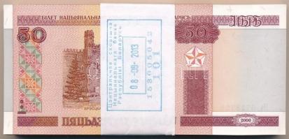 Fehéroroszország 2000. 50R (100x) eredeti banki kötegelővel, közte sorszámkövetők T:I,I- Belarus 200...