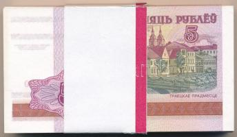 Fehéroroszország 2000. 5R (100x) kötegelővel, sorszámkövetők T:I,I- Belarus 2000. 5 Rublei (100x) with wrapper, consecutive serials C:UNC,AU Krause P#22