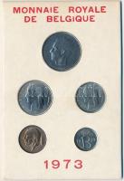 Belgium 1973. 25c - 10Fr (5xklf) francia feliratú forgalmi sor karton tokban T:1 patina Belgium 1973. 25 Centimes - 10 Francs (5xdiff) coin set with french inscriptions in cardboard case C:UNC patina