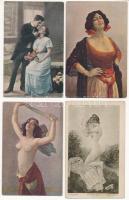 12 db RÉGI motívum képeslap: hölgyek, szerelmespárok, művészlapok, erotika / 12 pre-1945 motive postcards: ladies, romantic couples, erotic art postcards