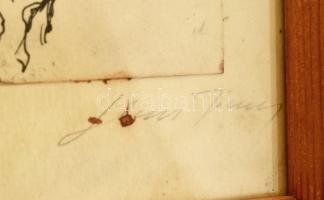 Olvashatatlan (...János) jelzéssel: Döbbenet. Tus, papír. Kissé foltos. Üvegezett fakeretben. 19x9,5...