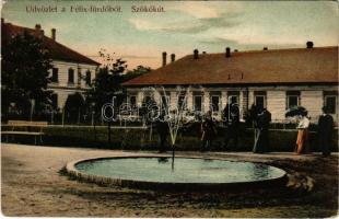 1908 Félixfürdő, Baile Felix; Szökőkút. Engel József kiadása / fountain (EB)