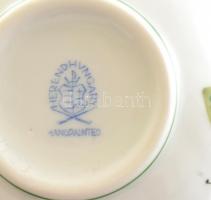 Vegyes herendi tétel, csésze, aljak és tálka, kézzel festett porcelán, jelzett, kopott